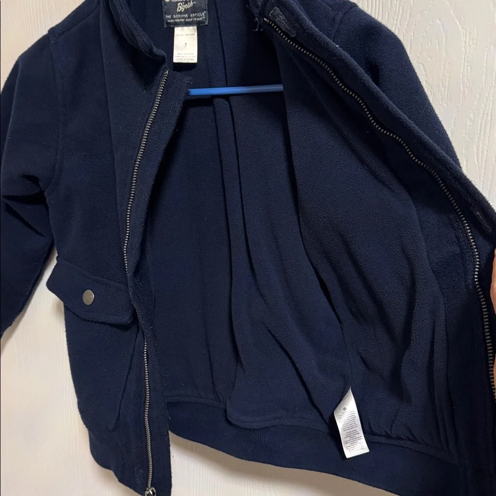 OshKosh B'gosh Navy Blue Fleece‎ Lined Boys Pea Coat Size 7 Full Zip Pockets